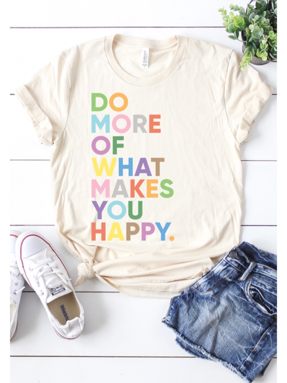 Bella Canvas Rainbow Do More Of What Makes You Happy Short Sleeve Graphic Tee